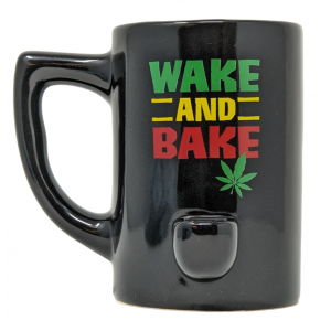 High Point Ceramic Rasta Wake & Bake Mug Hand Pipe - [PM050]